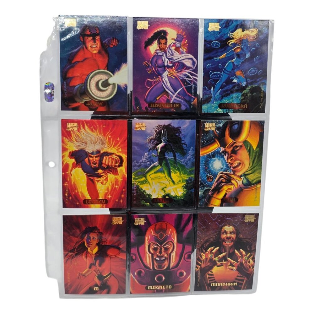 Marvel Masterpieces 1994 SkyBox Trading‎ Cards Set Of 9 Characters In Protective